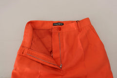 Dolce & Gabbana Orange Silk High Waist Cropped Pants - IT40|S - Trousers