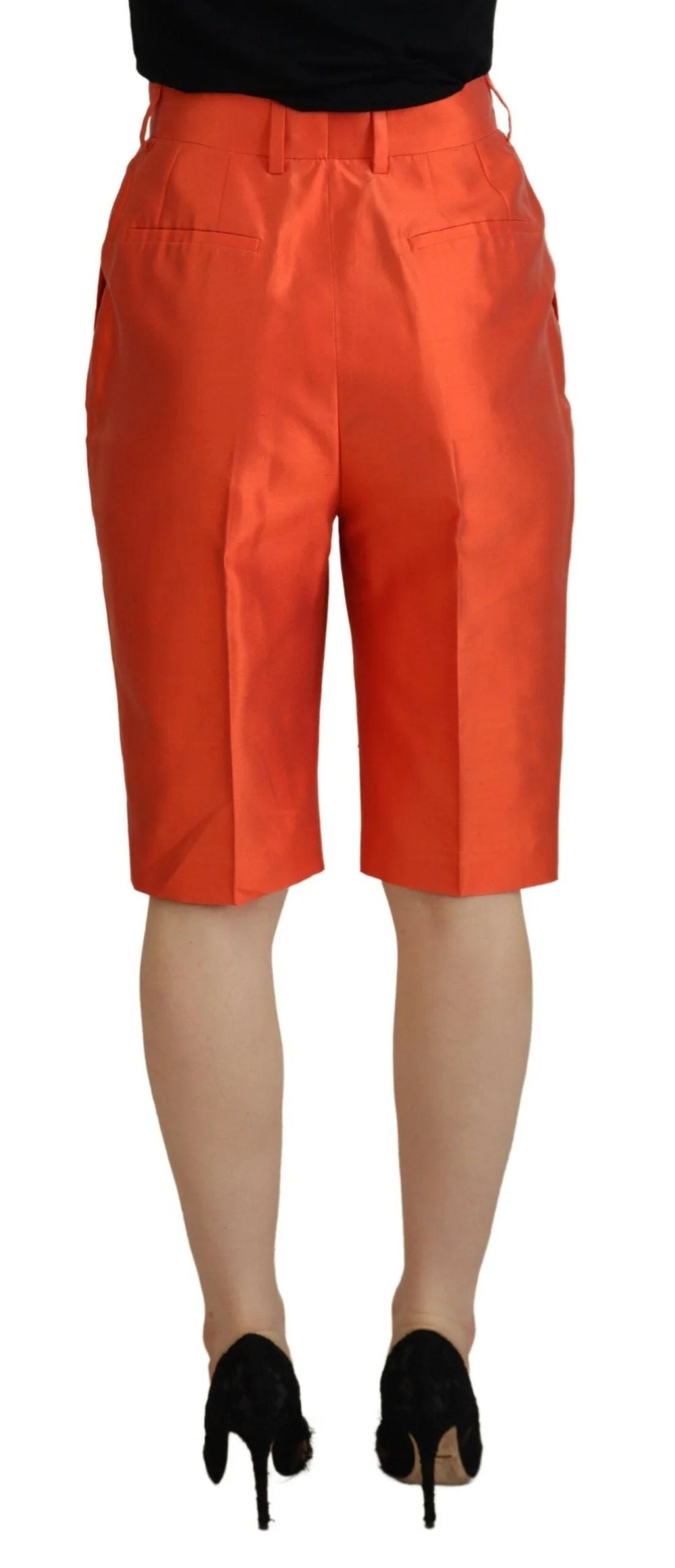 Dolce & Gabbana Orange Silk High Waist Cropped Pants - IT40|S - Trousers