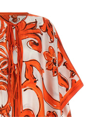 Dolce & Gabbana Orange Silk Long Dress
