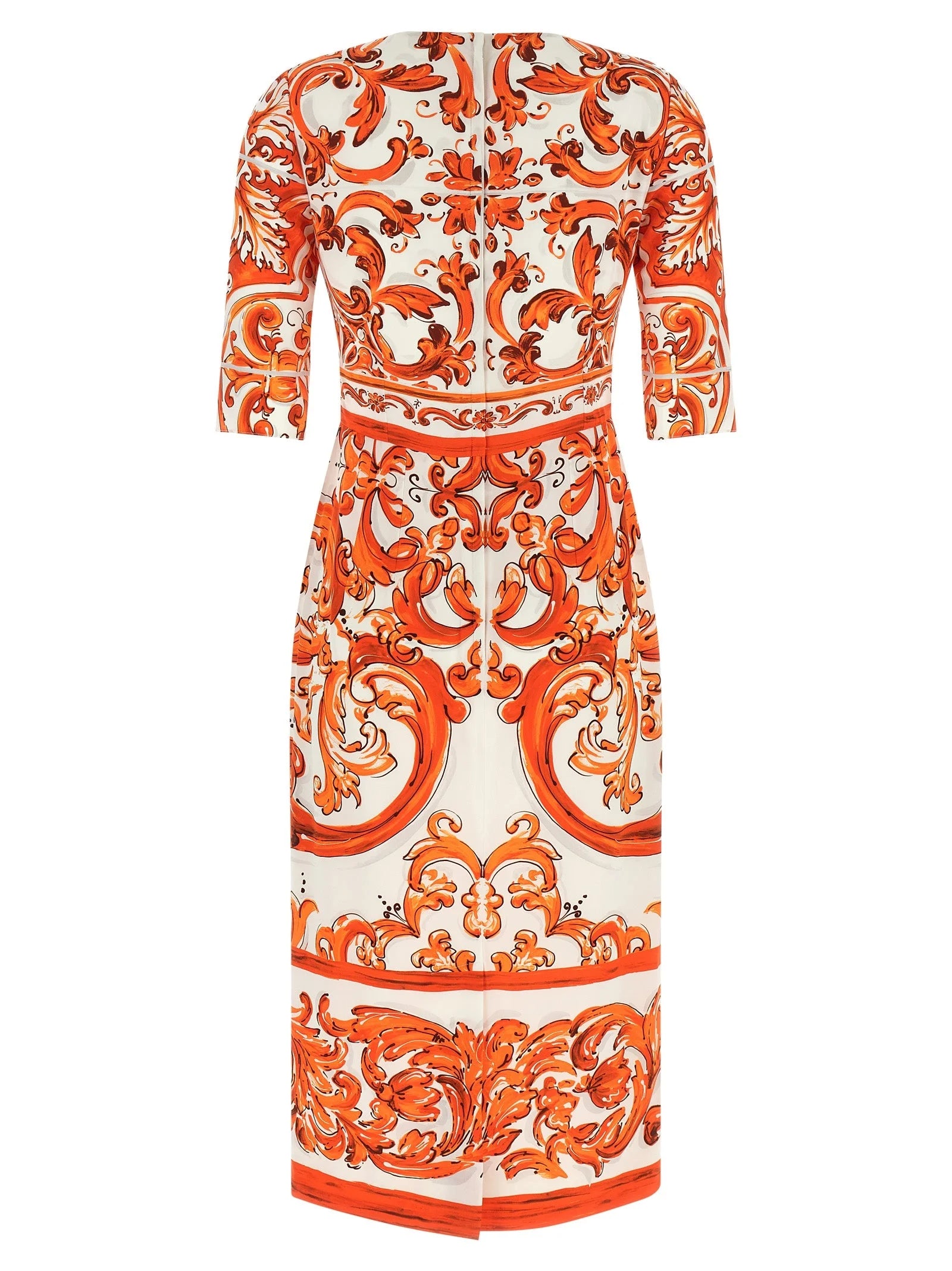 Dolce & Gabbana Orange Silk Midi Dress
