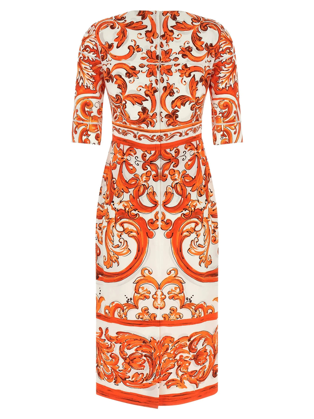 Dolce & Gabbana Orange Silk Midi Dress