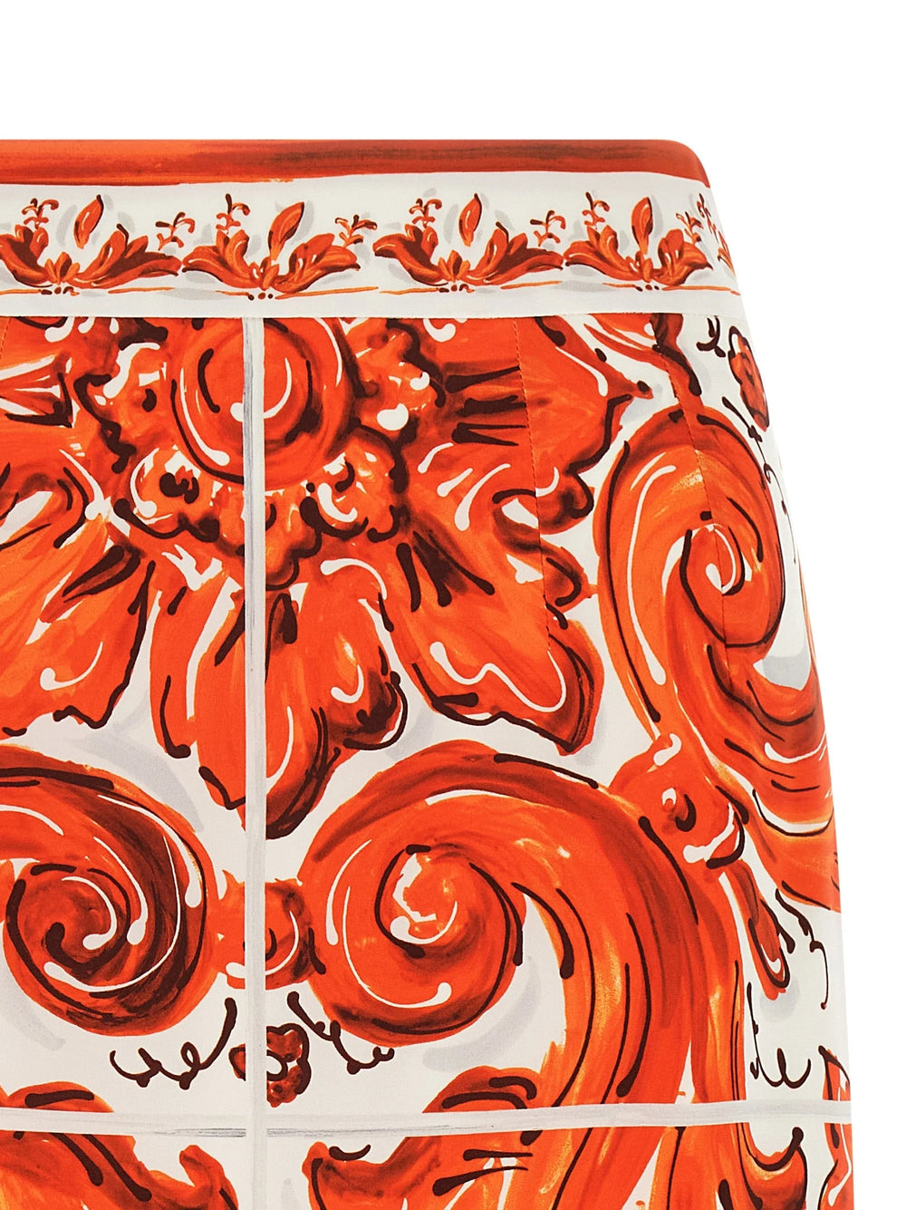 Dolce & Gabbana Orange Silk Midi Skirt