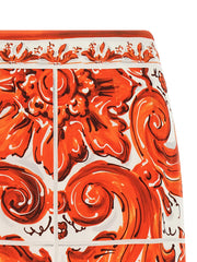 Dolce & Gabbana Orange Silk Midi Skirt