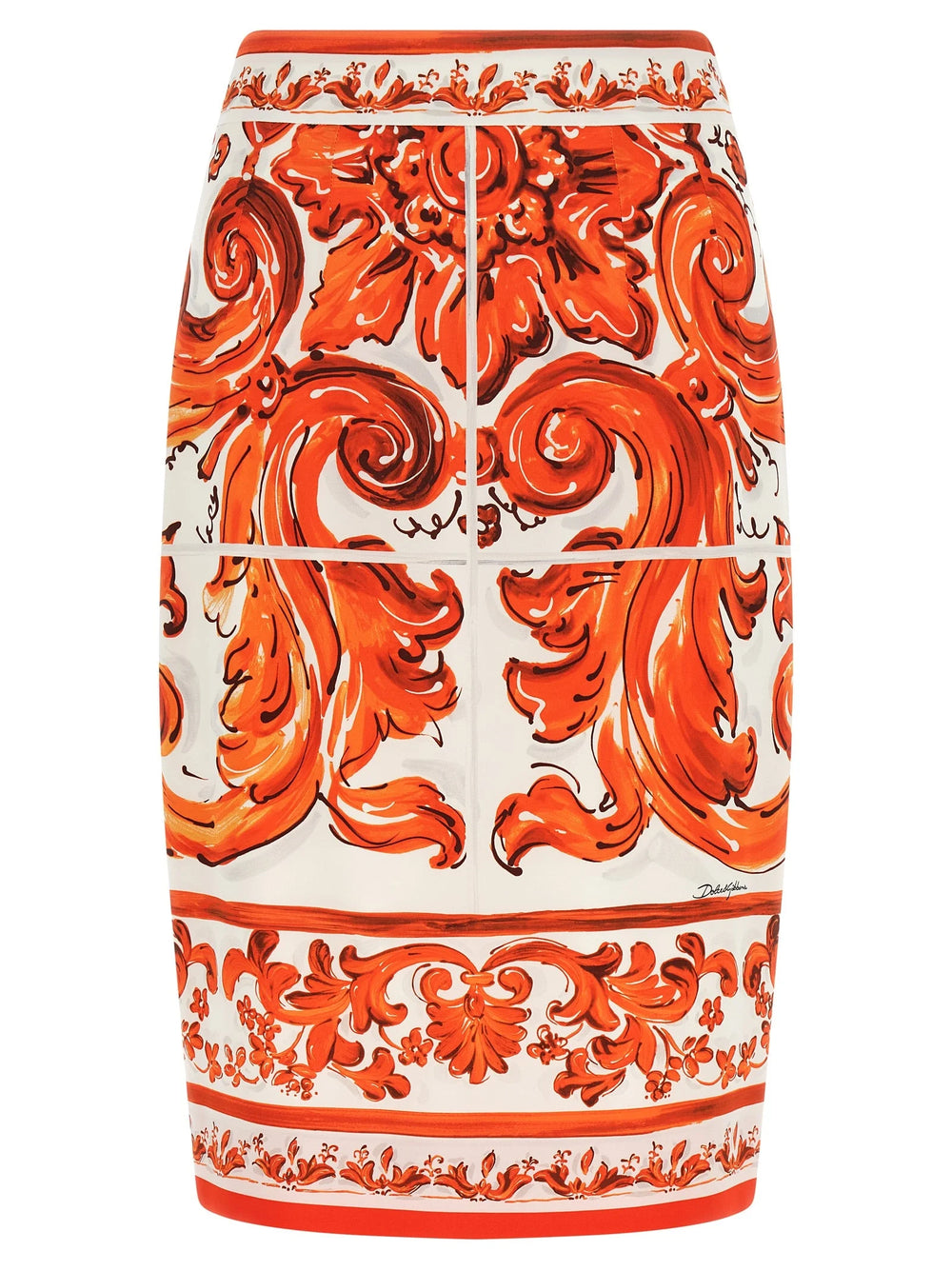 Dolce & Gabbana Orange Silk Midi Skirt