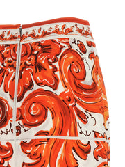 Dolce & Gabbana Orange Silk Midi Skirt