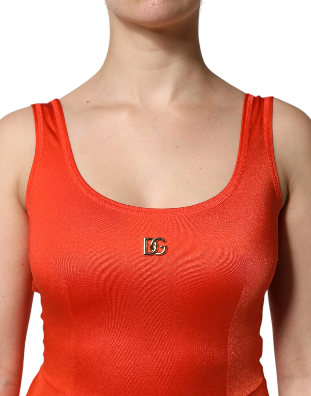 Dolce & Gabbana Orange Sleeveless Bodycon Jumpsuit Dress - IT38 | XS - One-Pieces