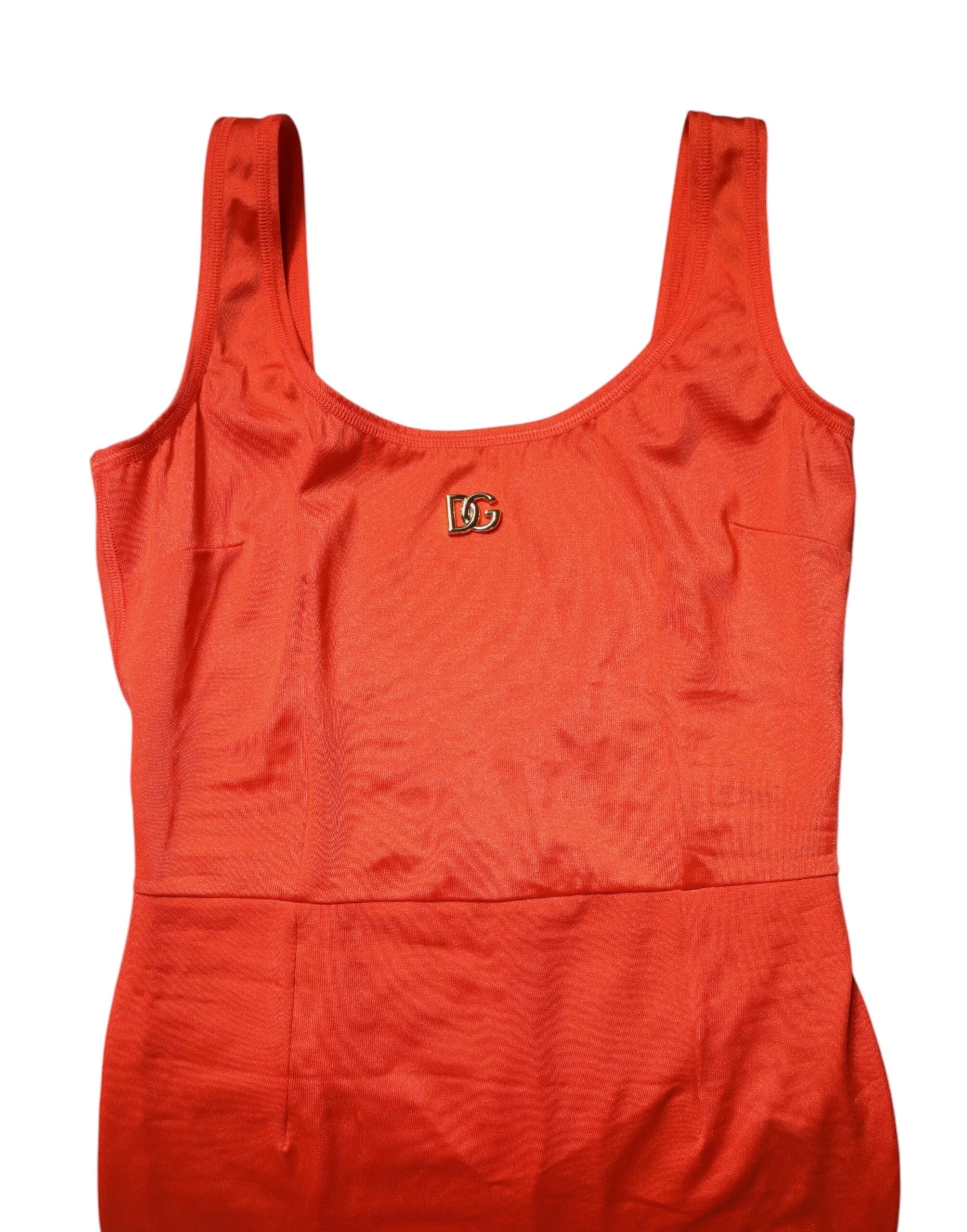 Dolce & Gabbana Orange Sleeveless Bodycon Jumpsuit Dress - IT38 | XS