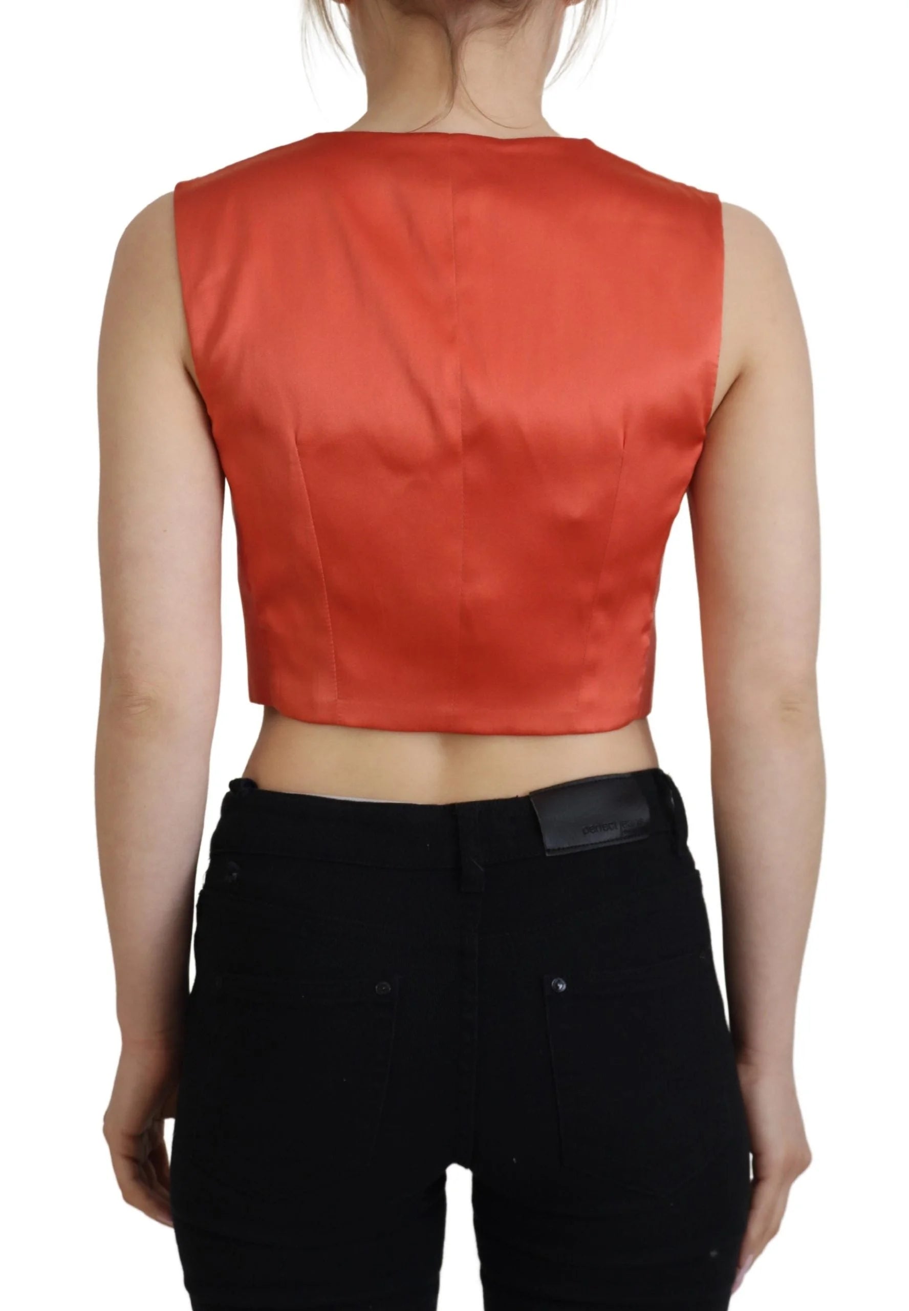 Dolce & Gabbana Orange Sleeveless Waistcoat Cropped Vest Top - IT40|S - Vests