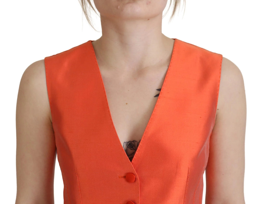 Dolce & Gabbana Orange Sleeveless Waistcoat Cropped Vest Top - IT40|S - Vests
