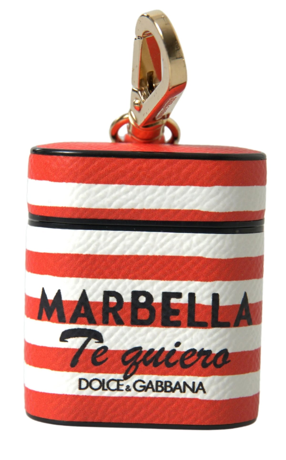 Dolce & Gabbana Orange Stripe Dauphine Leather Logo Strap Airpod Case - Headphone Carrying Cases