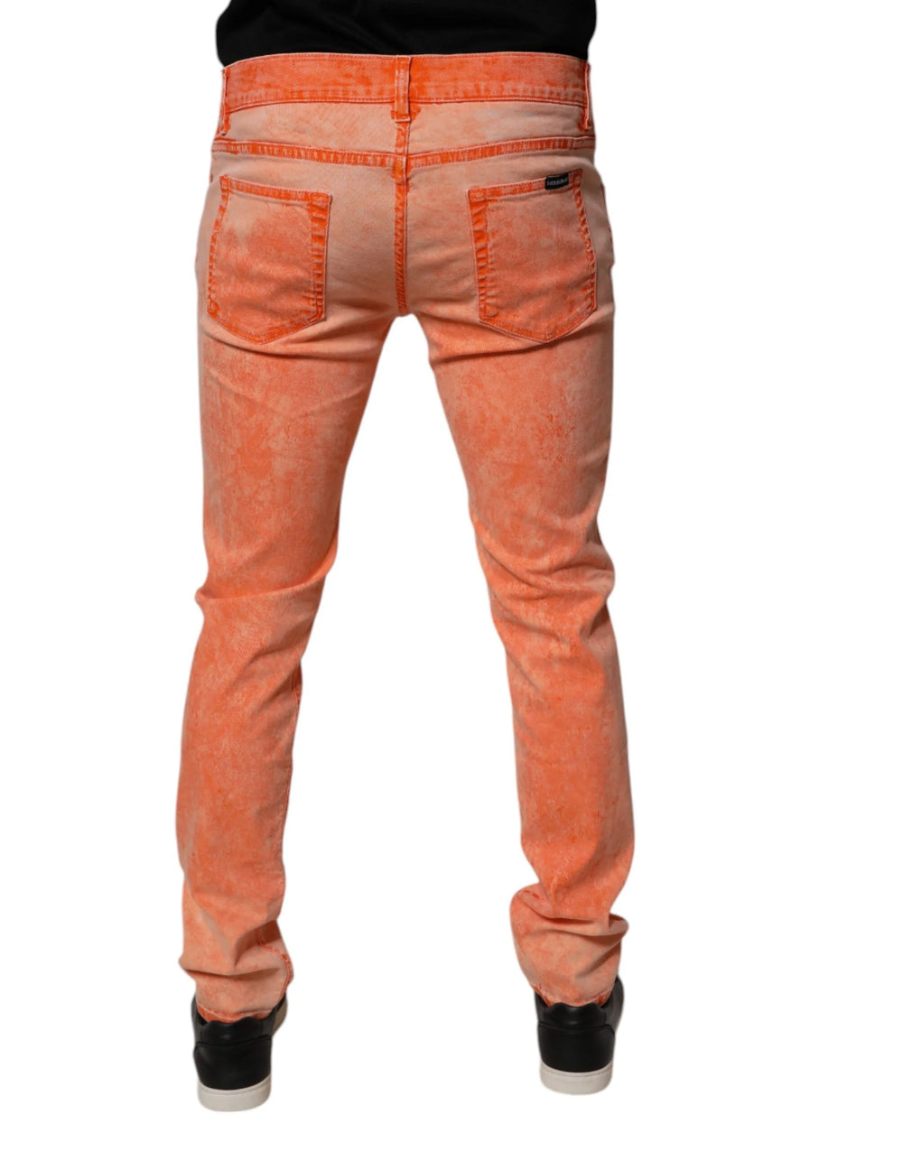 Dolce & Gabbana Orange Tie Dye Cotton Skinny Men Denim Jeans - IT50 | L - Jeans
