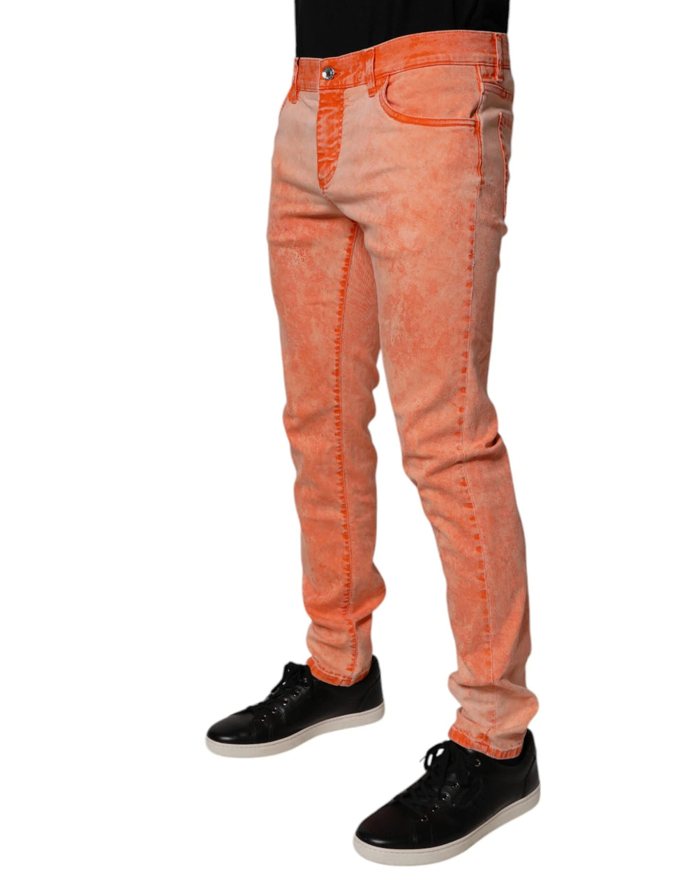 Dolce & Gabbana Orange Tie Dye Cotton Skinny Men Denim Jeans - IT50 | L - Jeans