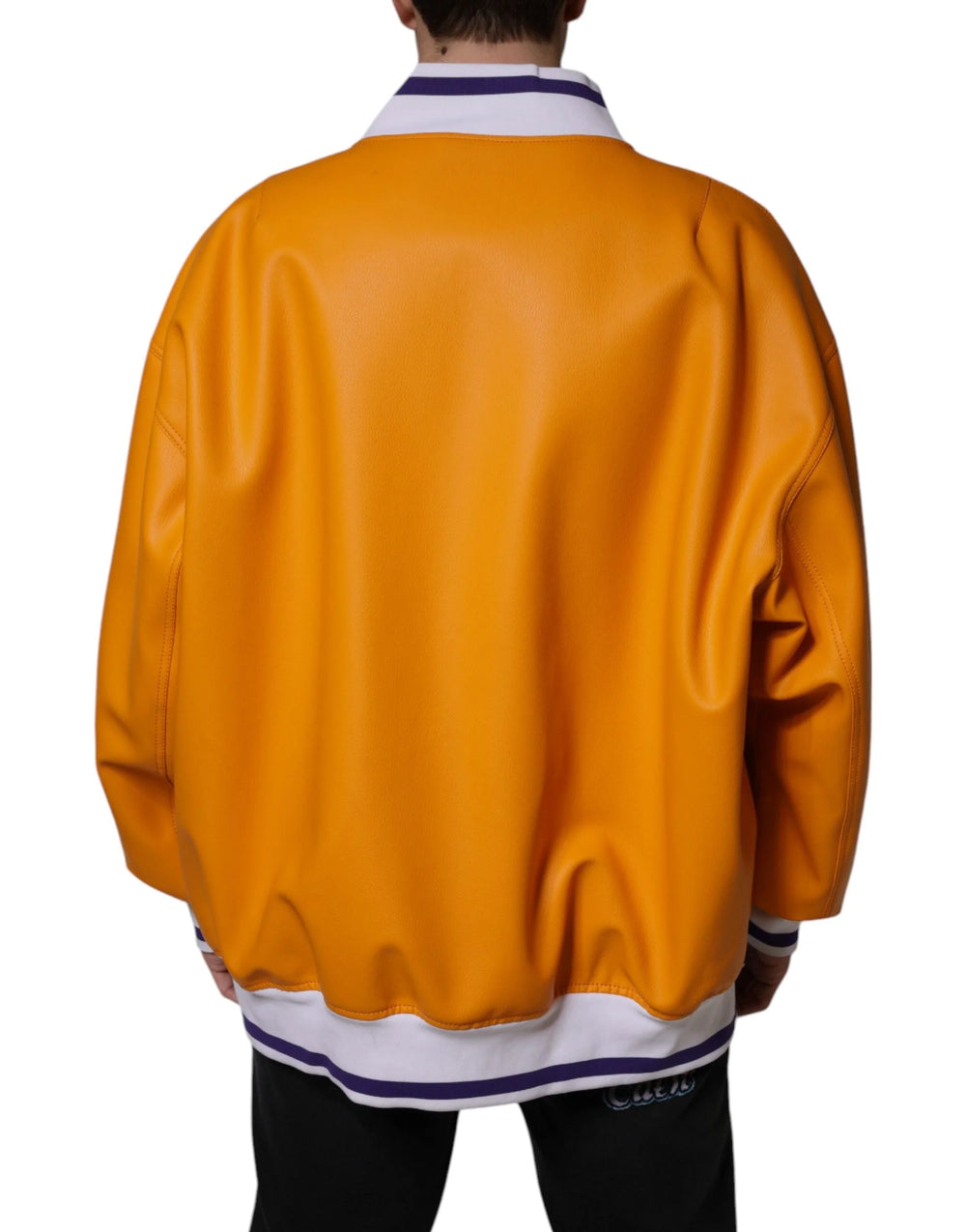 Dolce & Gabbana Orange White Full Zip Jersey Bomber Jacket - IT52 | XL - Bomber Jackets
