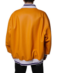 Dolce & Gabbana Orange White Full Zip Jersey Bomber Jacket - IT52 | XL - Bomber Jackets
