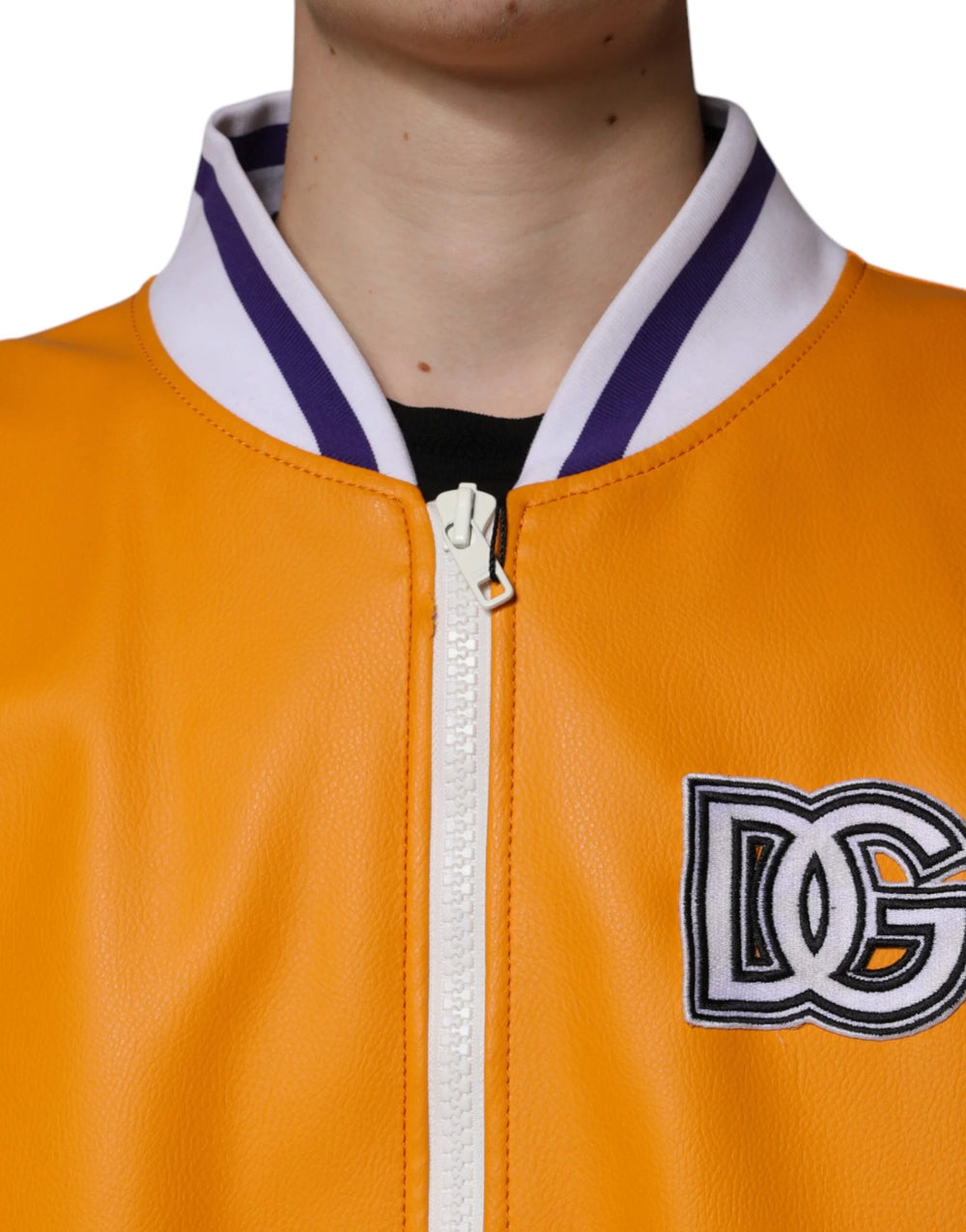 Dolce & Gabbana Orange White Full Zip Jersey Bomber Jacket - IT52 | XL - Bomber Jackets