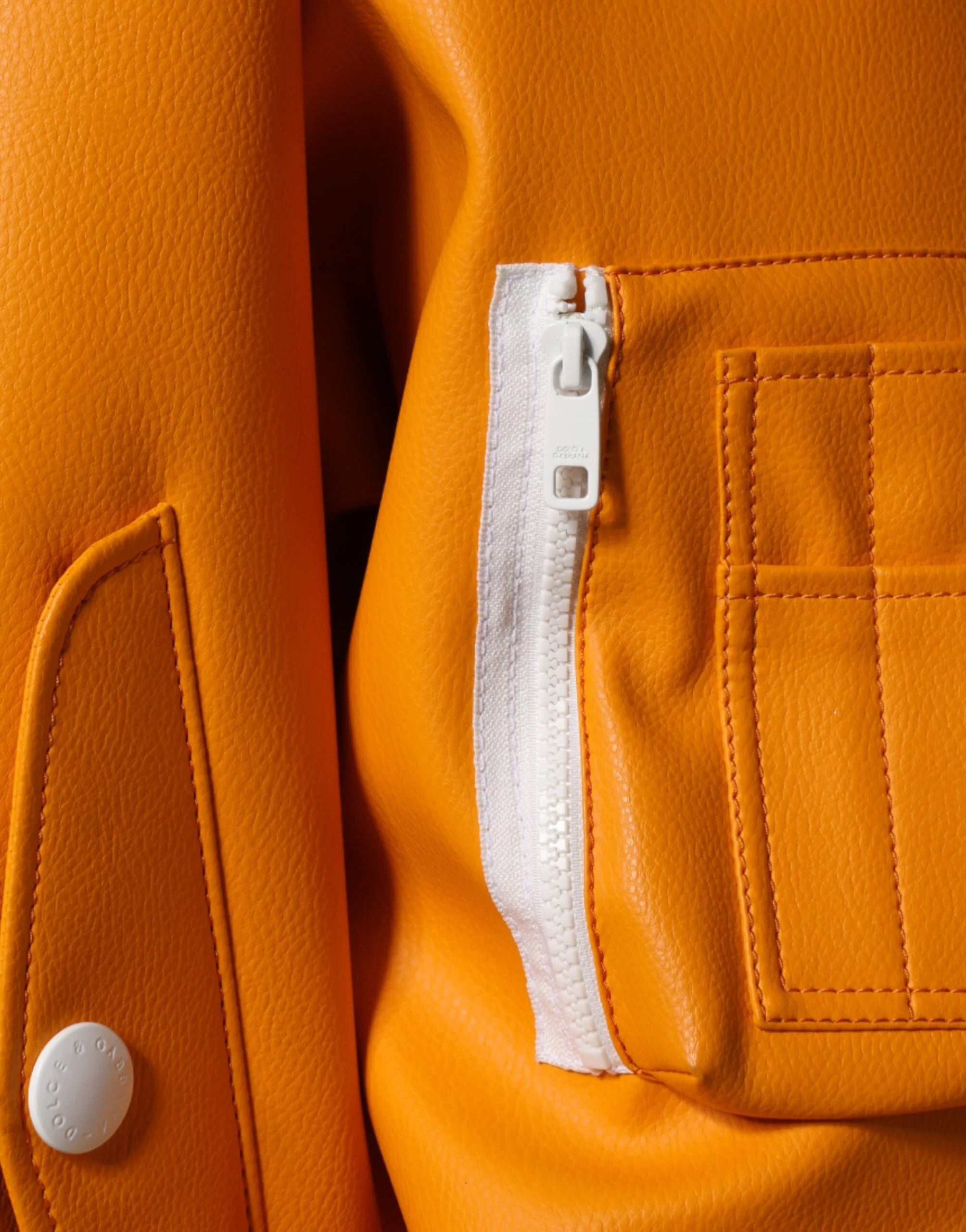 Dolce & Gabbana Orange White Full Zip Jersey Bomber Jacket - IT52 | XL - Bomber Jackets