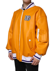 Dolce & Gabbana Orange White Full Zip Jersey Bomber Jacket - IT52 | XL - Bomber Jackets