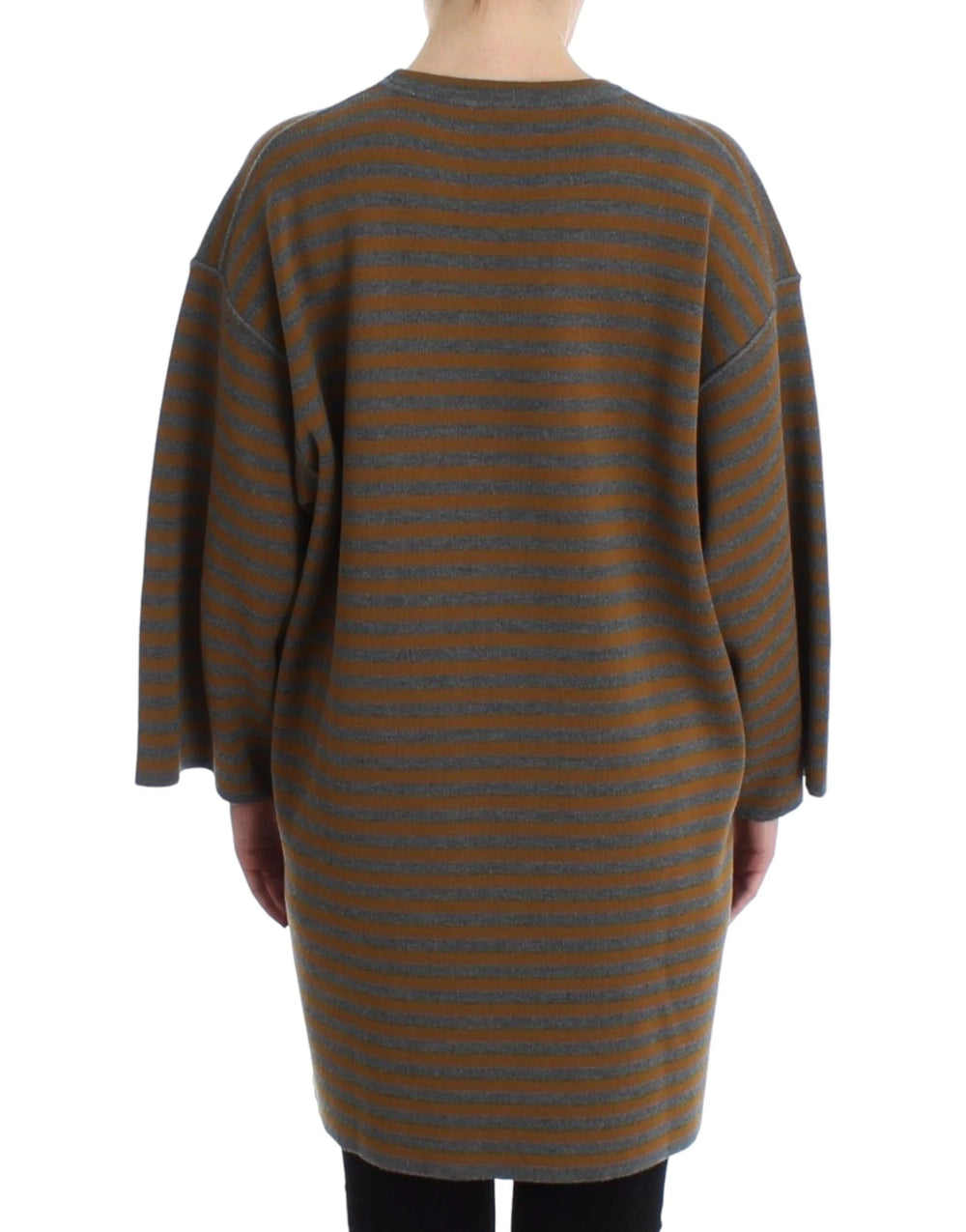 Dolce & Gabbana Oversized Gray Yellow Striped Sweater Top - IT40| L - Sweaters