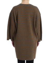 Dolce & Gabbana Oversized Gray Yellow Striped Sweater Top - IT40| L - Sweaters