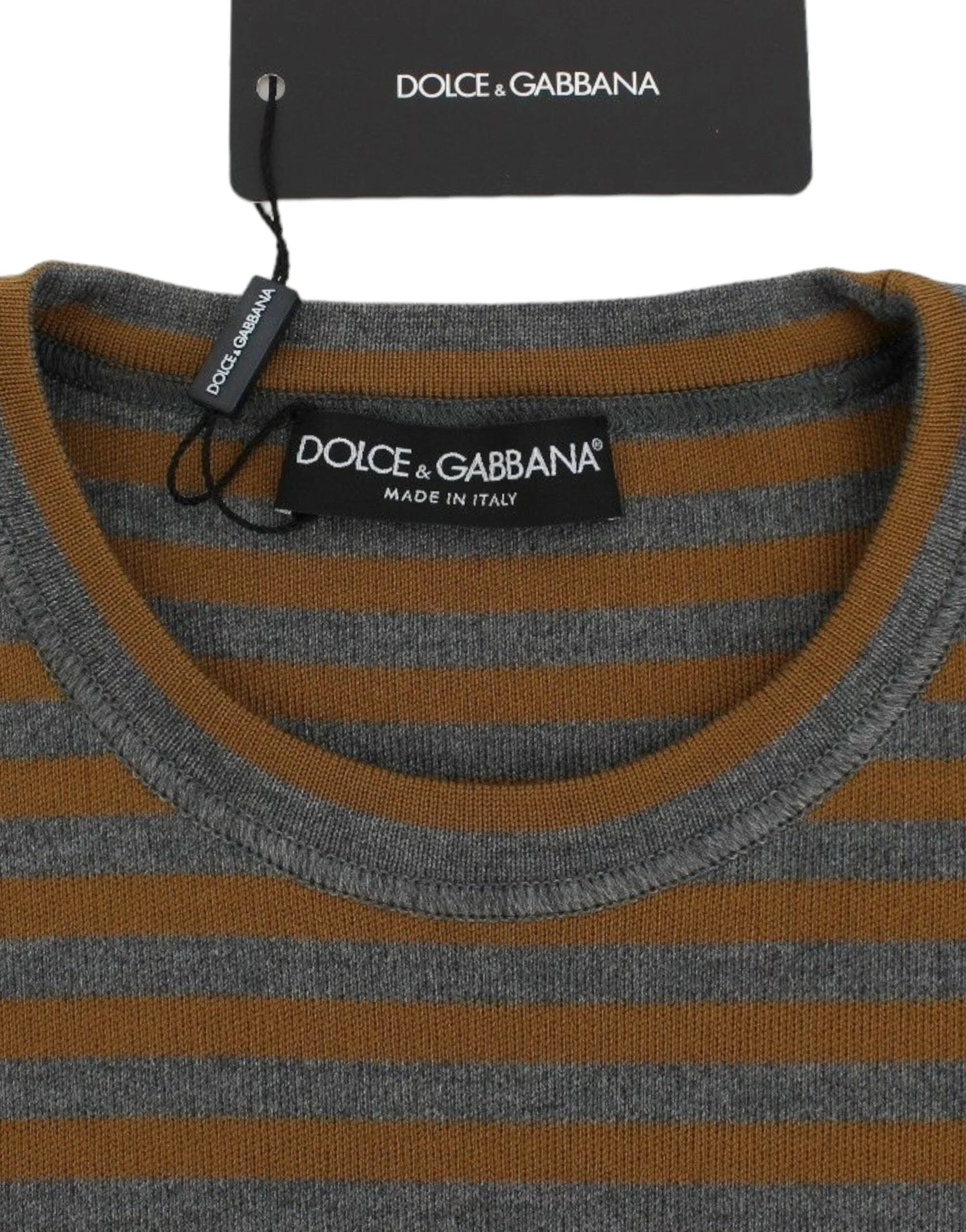 Dolce & Gabbana Oversized Gray Yellow Striped Sweater Top - IT40| L - Sweaters