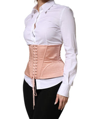 Dolce & Gabbana Pale Pink Silk LaceUp Waist Cincher Corset Top - IT40|S