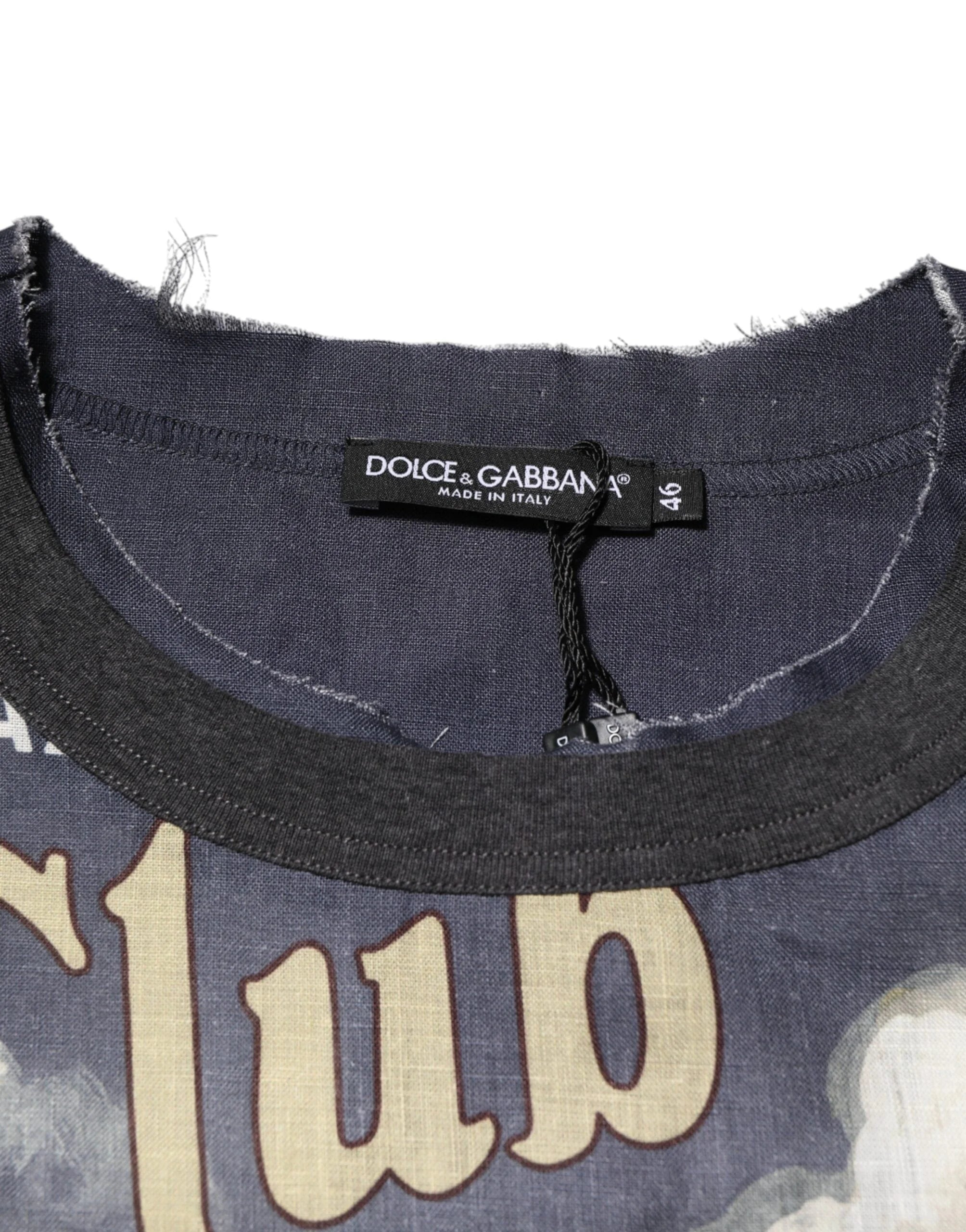 Dolce & Gabbana Palermo Jazz Club Linen Crew Neck Men T-shirt - T-Shirts