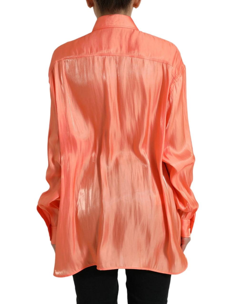 Dolce & Gabbana Peach Long Sleeve Button Down Blouse Top - IT48 | XL - Blouses