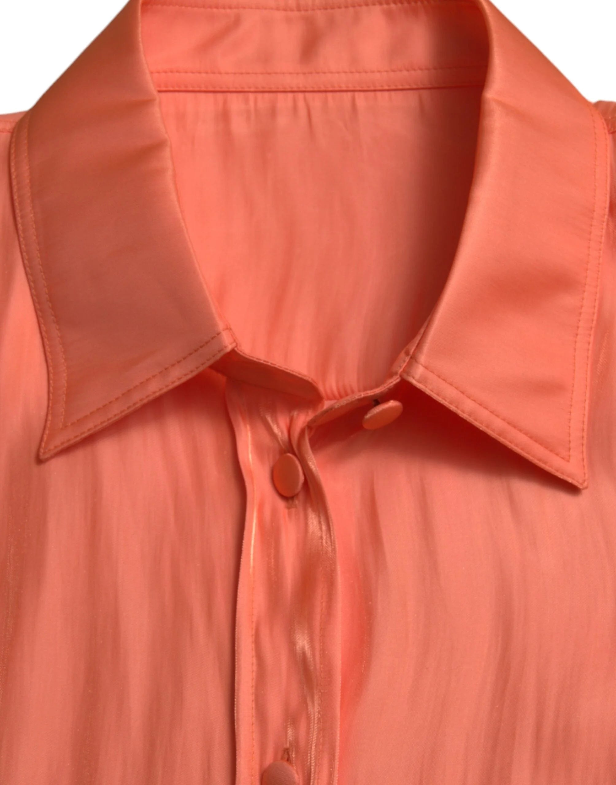 Dolce & Gabbana Peach Long Sleeve Button Down Blouse Top - IT48 | XL - Blouses