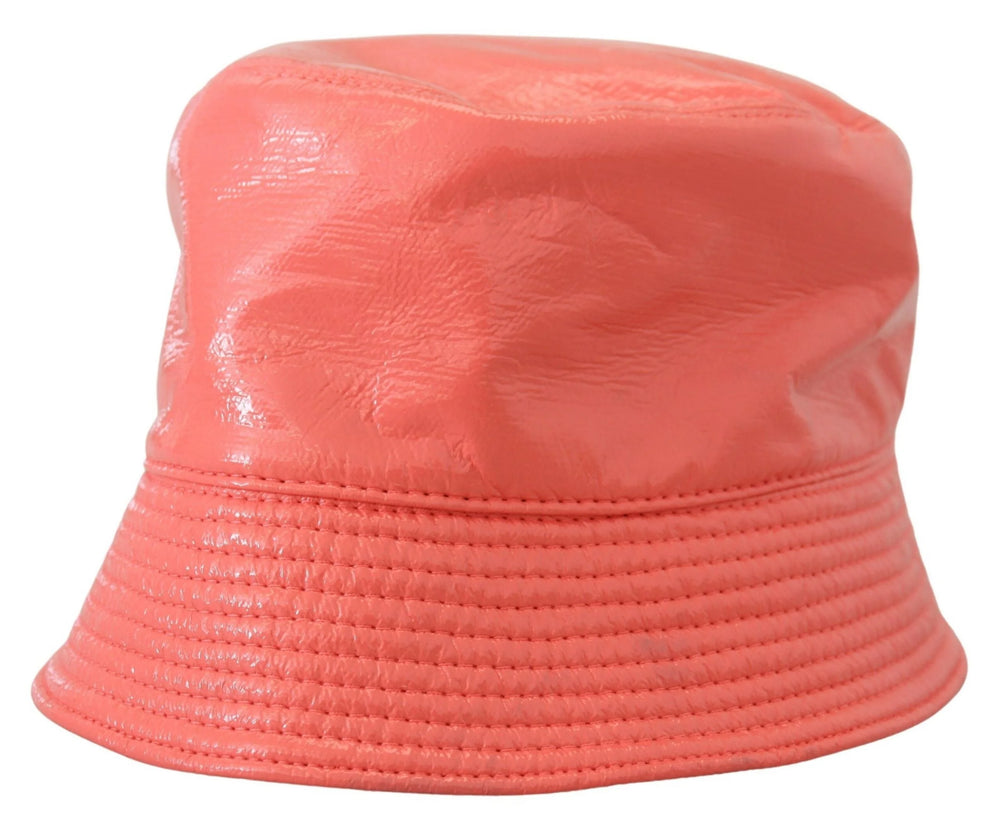 Dolce & Gabbana Peach Quilted Faux Leather Women Bucket Cap Hat - 57 cm|S - Bucket Hats