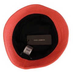 Dolce & Gabbana Peach Quilted Faux Leather Women Bucket Cap Hat - 57 cm|S - Bucket Hats