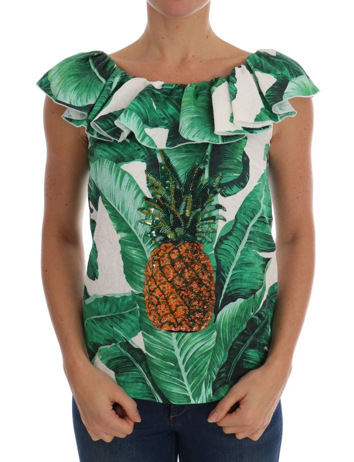 Dolce & Gabbana Pineapple Banana Sequins Blouse T-shirt - Blouses
