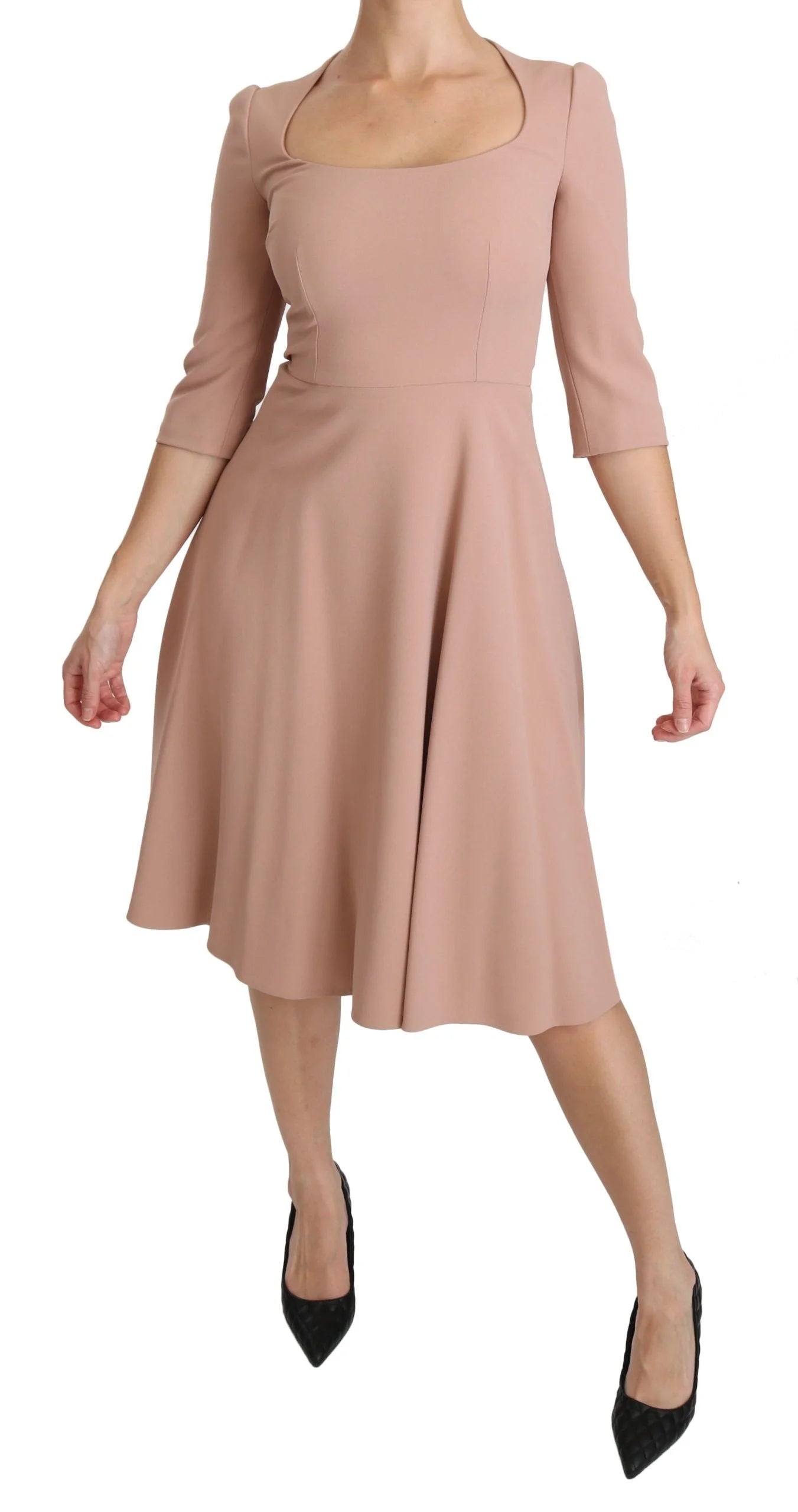 Dolce & Gabbana Pink 3/4 Sleeves A-line Viscose Dress - IT38|XS - Dresses