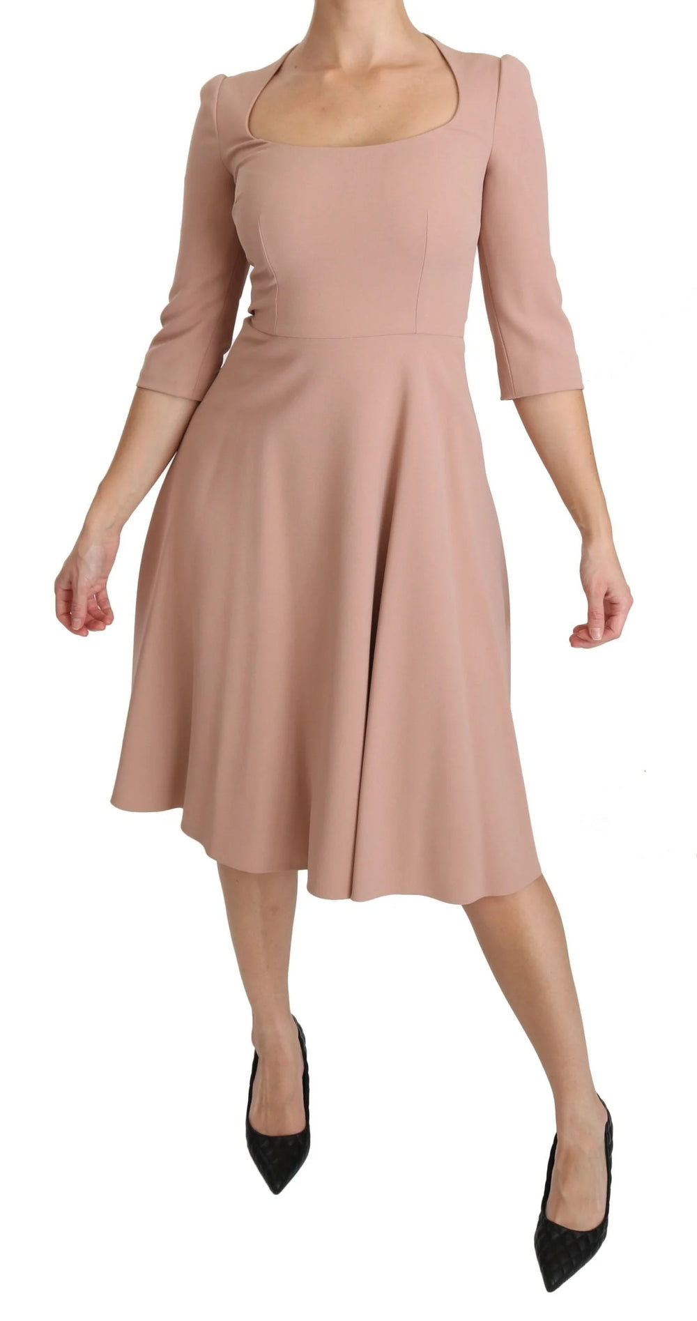 Dolce & Gabbana Pink 3/4 Sleeves A-line Viscose Dress - IT38|XS - Dresses