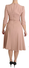 Dolce & Gabbana Pink 3/4 Sleeves A-line Viscose Dress - IT38|XS - Dresses