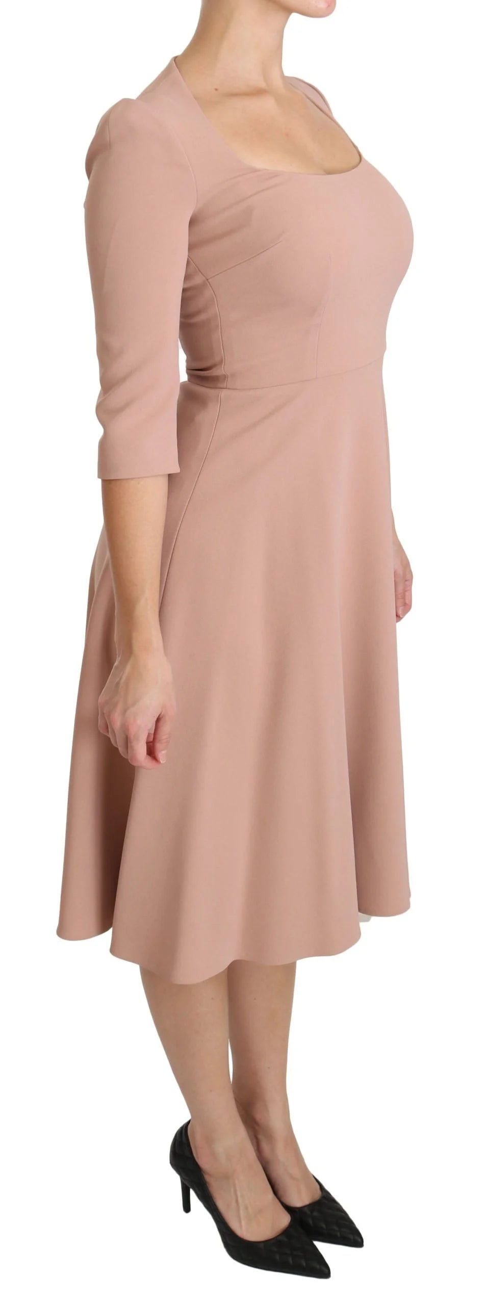 Dolce & Gabbana Pink 3/4 Sleeves A-line Viscose Dress - IT38|XS - Dresses