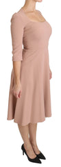 Dolce & Gabbana Pink 3/4 Sleeves A-line Viscose Dress - IT38|XS - Dresses