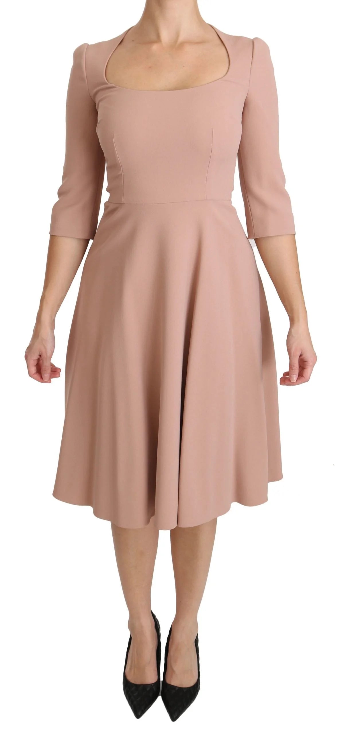 Dolce & Gabbana Pink 3/4 Sleeves A-line Viscose Dress - IT38|XS - Dresses