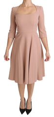 Dolce & Gabbana Pink 3/4 Sleeves A-line Viscose Dress - IT38|XS - Dresses
