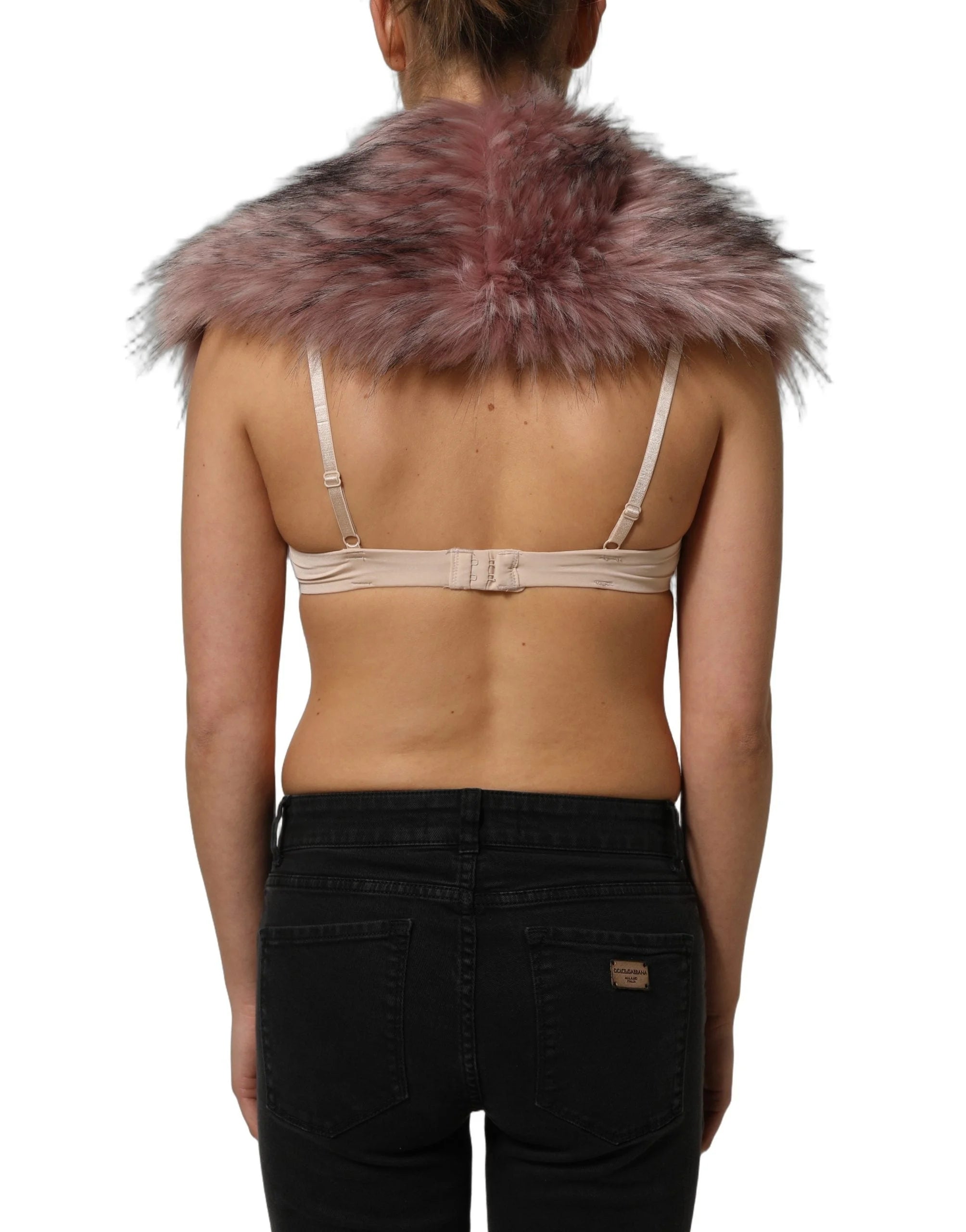 Dolce & Gabbana Pink Acrylic Faux Fur Knit Shrug Vest Top - IT40|S