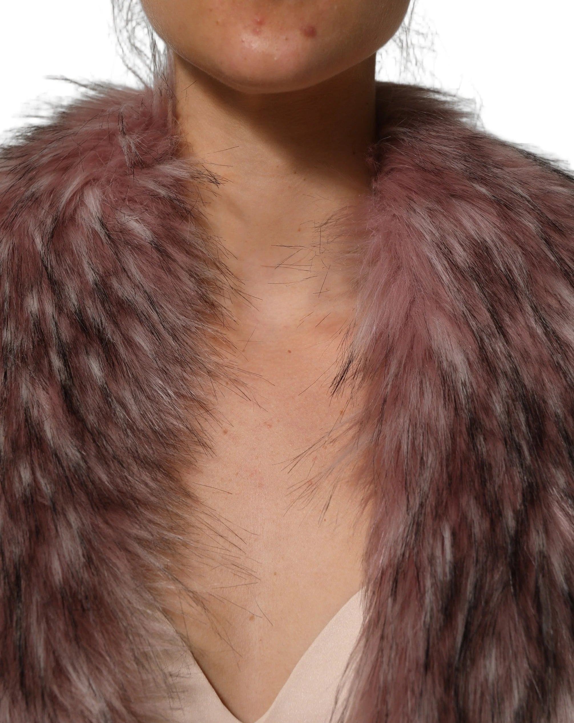 Dolce & Gabbana Pink Acrylic Faux Fur Knit Shrug Vest Top - IT40|S