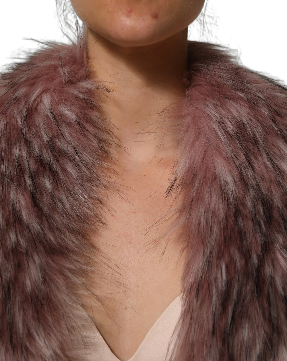 Dolce & Gabbana Pink Acrylic Faux Fur Knit Shrug Vest Top - IT40|S