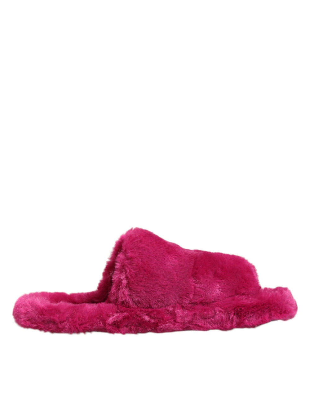 Dolce & Gabbana Pink Acrylic Faux Fur Mens Flats Sandals Shoes - Sandals