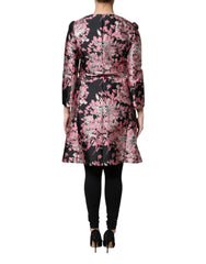 Dolce & Gabbana Pink Black Floral Brocade Trenchcoat Jacket - Trench Coats