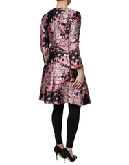Dolce & Gabbana Pink Black Floral Brocade Trenchcoat Jacket - Trench Coats