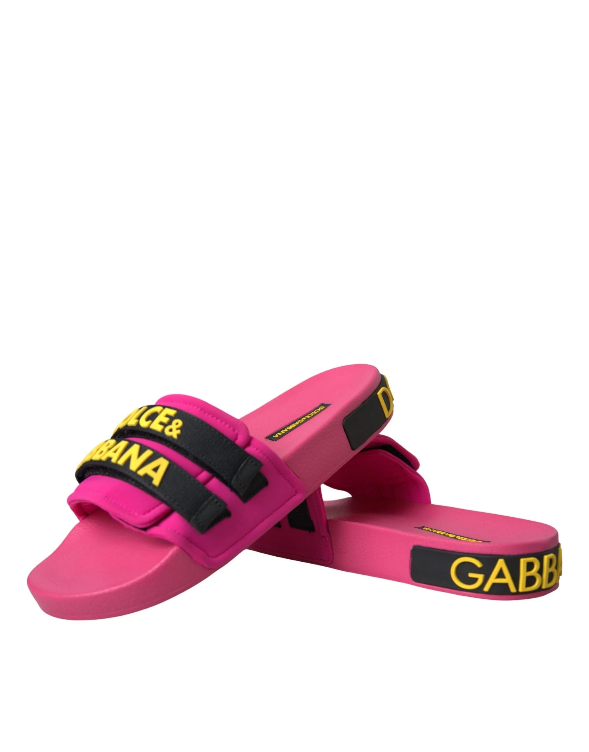 Dolce & Gabbana Pink Black Logo Beachwear Flats Sandals Shoes - EU36/US5.5 - Sandals