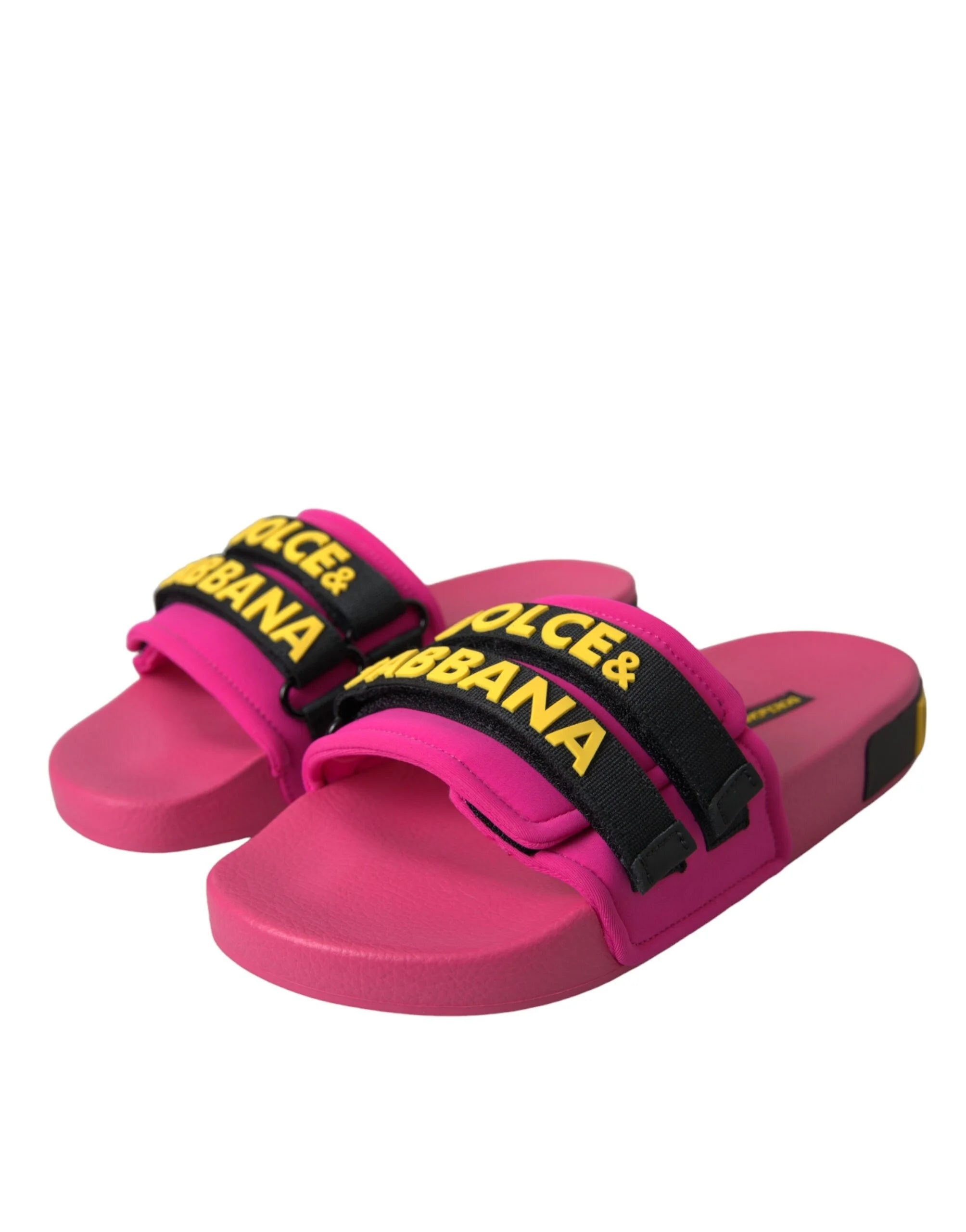 Dolce & Gabbana Pink Black Logo Beachwear Flats Sandals Shoes - EU36/US5.5 - Sandals
