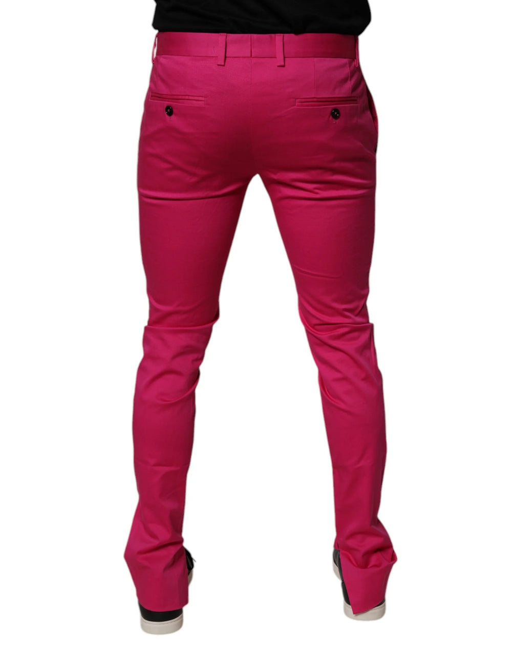 Dolce & Gabbana Pink Black Stripe Slim Fit Men Dress Pants - IT48 | M - Trousers