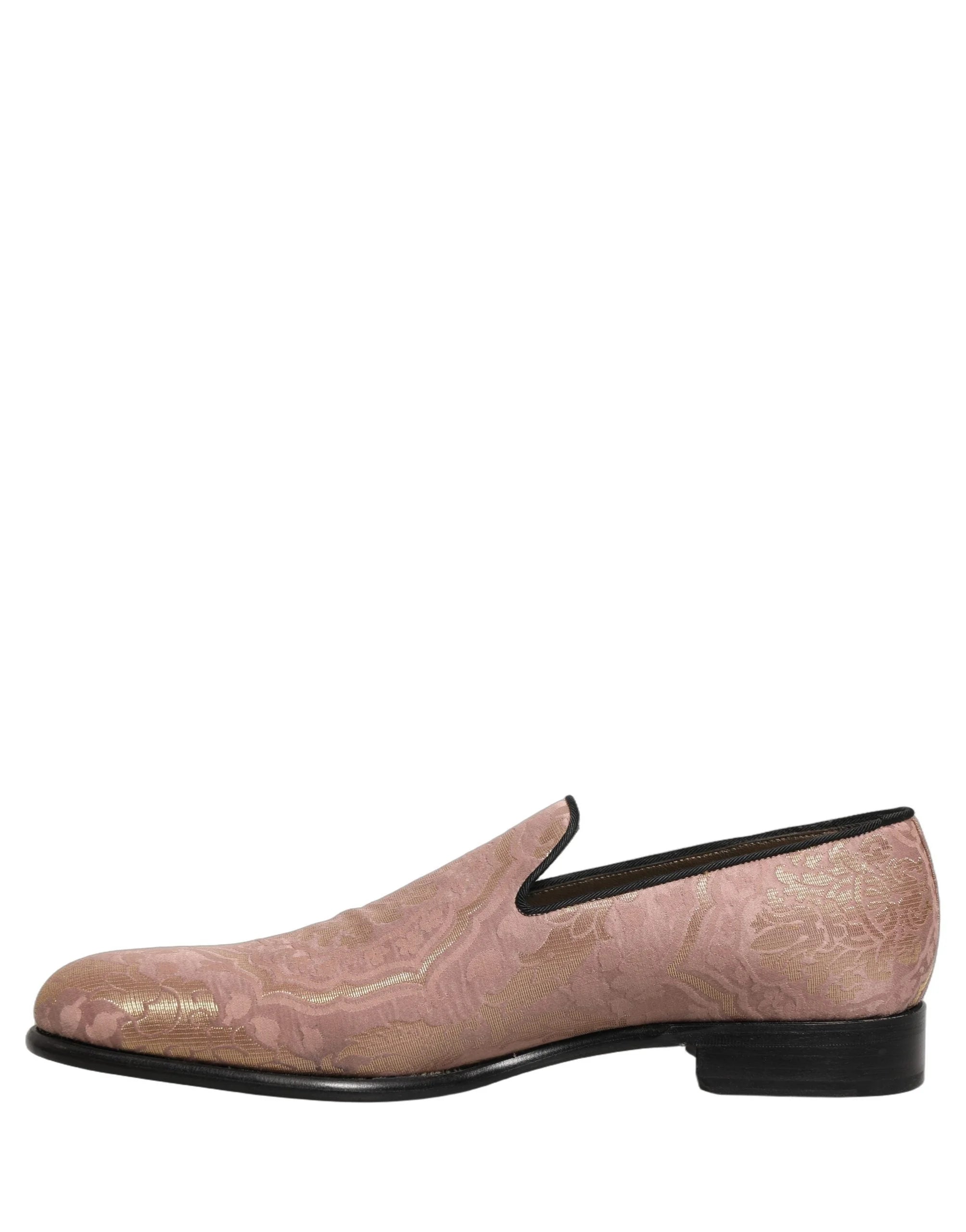 Dolce & Gabbana Pink Brocade Men Slip On Dress Loafers Shoes - EU43/US10