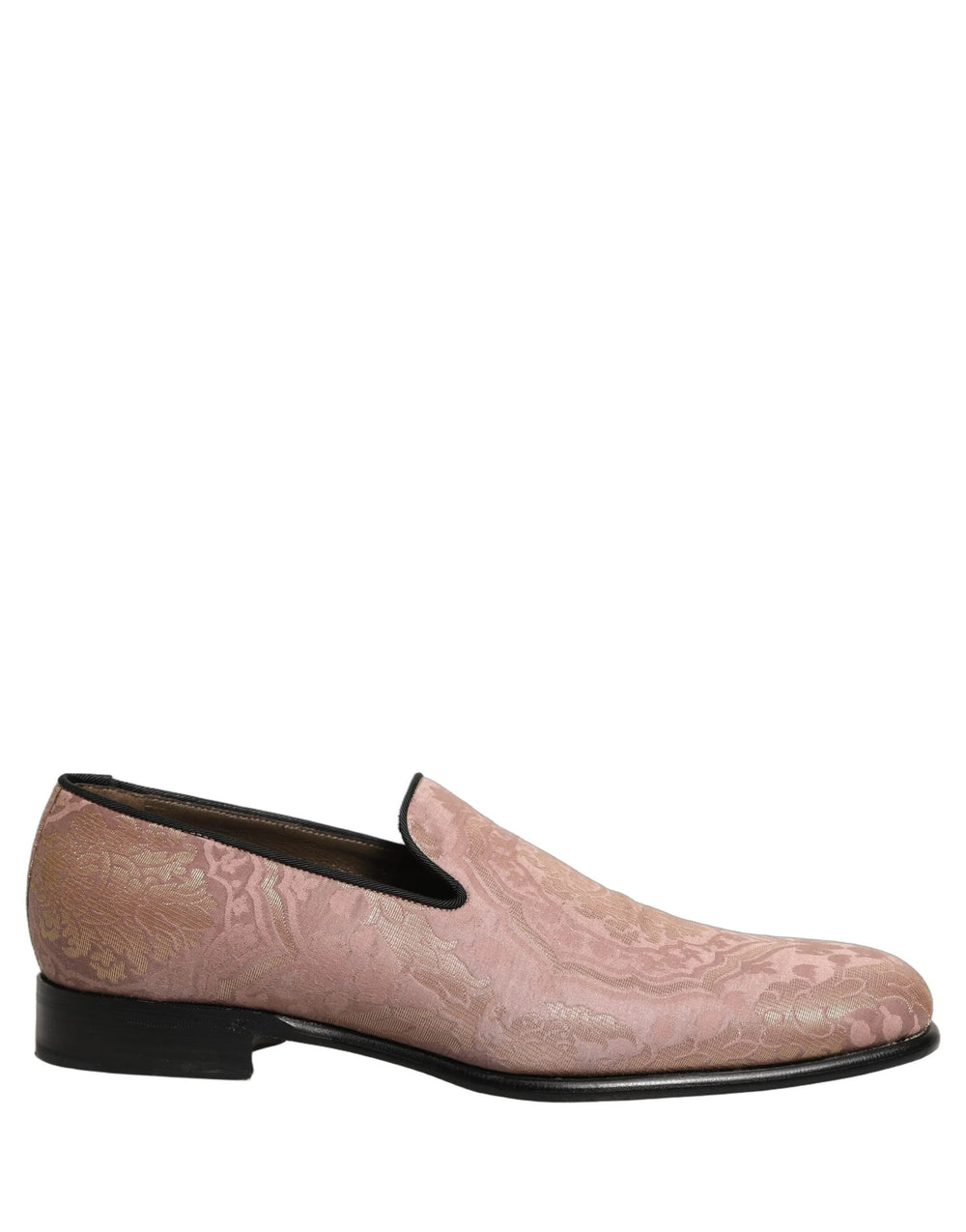 Dolce & Gabbana Pink Brocade Men Slip On Dress Loafers Shoes - EU43/US10