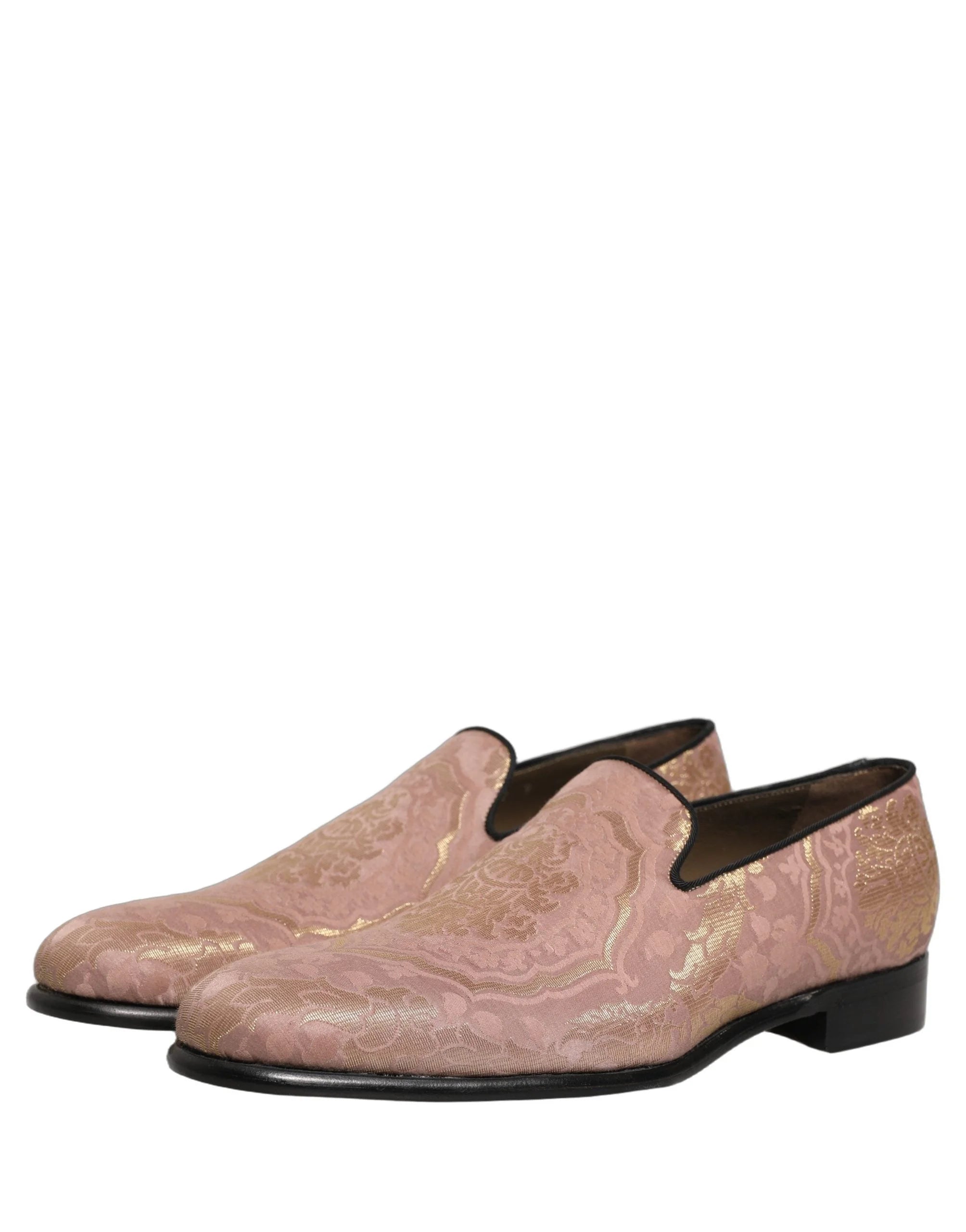 Dolce & Gabbana Pink Brocade Men Slip On Dress Loafers Shoes - EU43/US10
